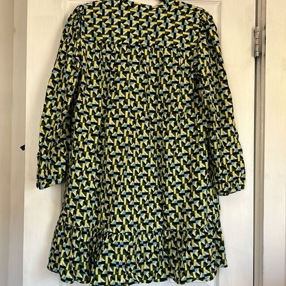 Zara Print Short Dress Long Sleeves Green Yellow V Neck Button Down XS N… - Picture 5 of 11